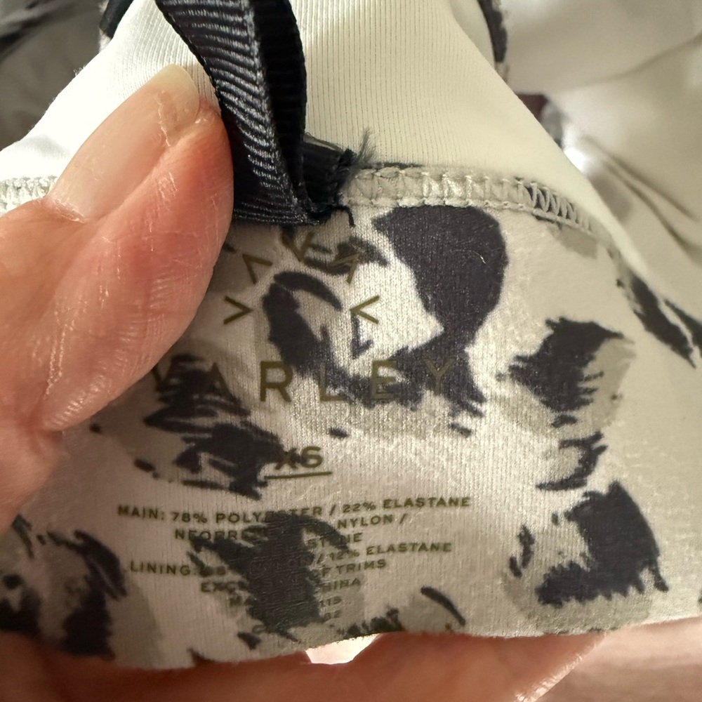 34. Varley White and Black Patterned Sports Bra EUC